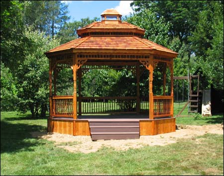 Red Cedar Double Roof Oval Gazebos