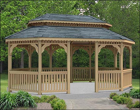 Red Cedar Double Roof 8-Sided Oval Gazebos Gazebos by 