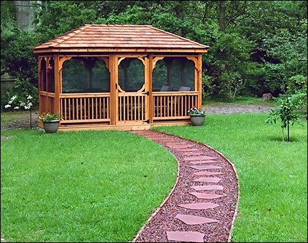 Treated Pine Single Roof Rectangle Gazebos