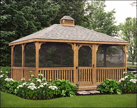 Treated Pine Single Roof Rectangle Gazebos