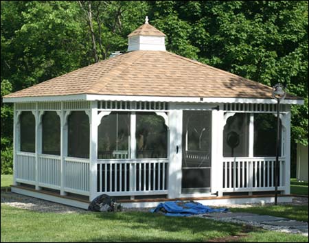 Vinyl Single Roof Rectangle Gazebos