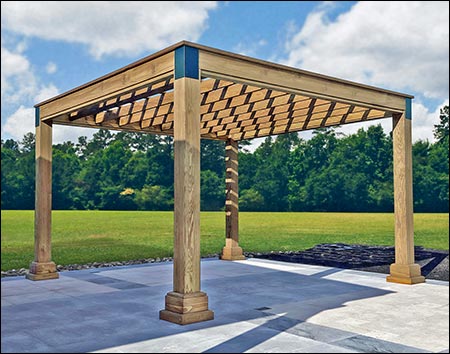 12' x 16' Treated Pine Modern Pergola shown Unstained.