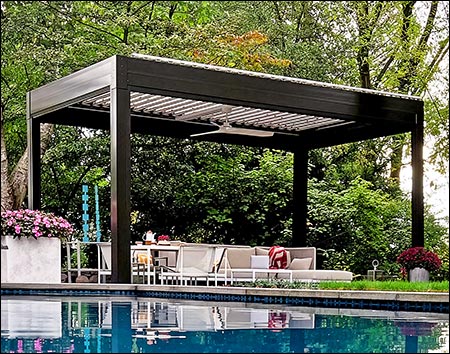 Aluminum Motorized Free-Standing Louvered Pergola