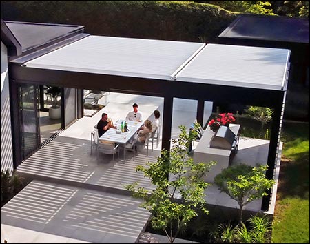 Aluminum Motorized Free-Standing Louvered Pergola