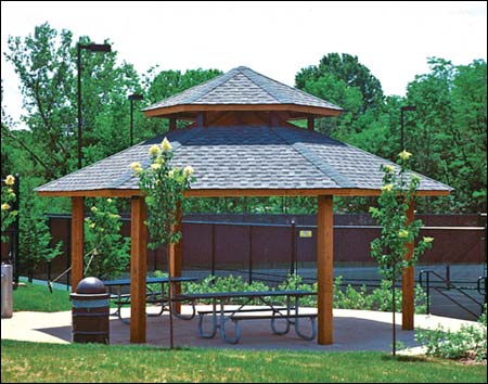 20' x 20' Laminated Wood Orchard Pavilion w/Double Roof Shown w/Asphalt Shingles