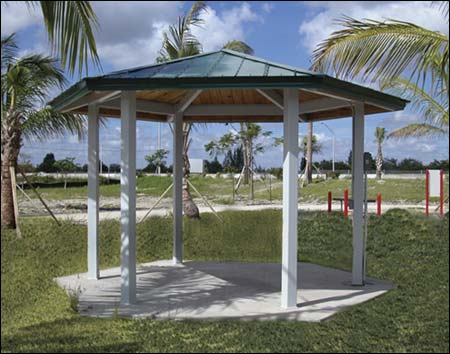 16' x 16' Steel Frame Orchard Pavilion Shown w/Powder Coated Steel Frame and Metal Roofing
