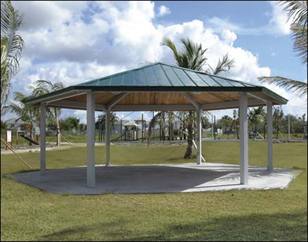 16' x 16' Steel Frame Orchard Pavilion Shown w/Powder Coated Steel Frame and Metal Roofing