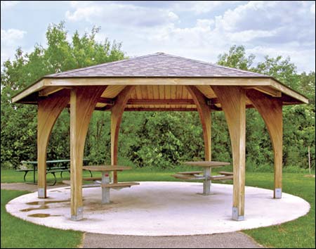 24' x 24' Laminated Wood Arch Beam Charleston Pavilion Shown w/Asphalt Shingles, Tables Not Included