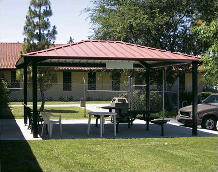 16' x 20' All Steel Rectangular Summerset Pavilion Shown w/Powder Coated Steel Frame, Tables and Chairs Not Included