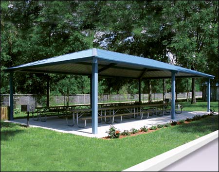 24' x 44' All Steel Rectangular Summerset Pavilion Shown w/Powder Coated Steel Frame, Tables Not Included