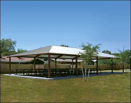30' x 60' All Steel Rectangular Summerset Pavilion Shown w/Powder Coated Steel Frame, Tables Not Included