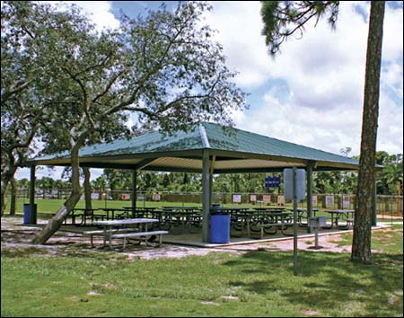 36' x 40' All Steel Rectangular Summerset Pavilion Shown w/Powder Coated Steel Frame, Tables Not Included