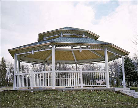 30' x 30' Steel Frame Santa Fe Octagon Double Roof Pavilion Shown w/Asphalt Shingles, 4 Railing Sections and Paint Provided by Customer