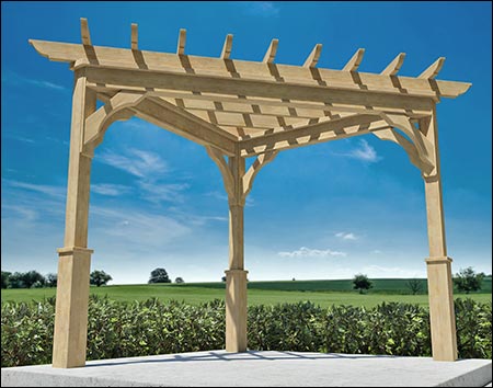 8' x 8' Treated Pine Triangle Corner Free Standing Pergola shown Unstained.