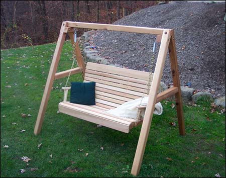 Red Cedar Royal Highback Porch Swing w/A-Frame Swing Stand