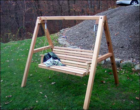 Red Cedar American Classic Porch Swing w/A-Frame Swing Stand