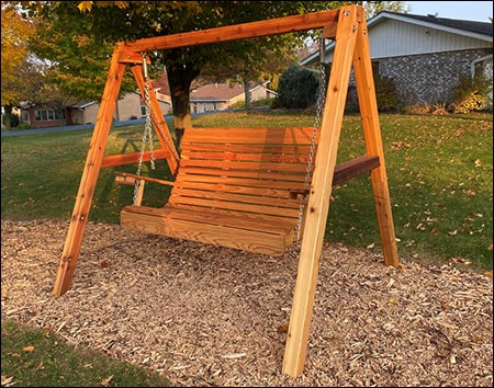 Red Cedar Royal Highback Porch Swing w/A-Frame Swing Stand