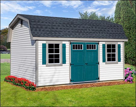 10' x 16' Vinyl Siding Deluxe Barn Shed with Deluxe Gable Vents