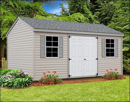 10' x 16' Vinyl Siding Gable Style Shed with Standard Gable Vents