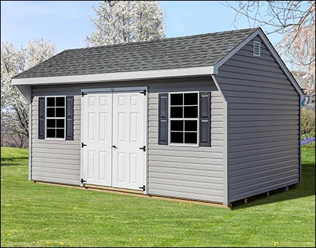 10' x 16' Vinyl Siding Saltbox Style Shed with Standard Gable Vents