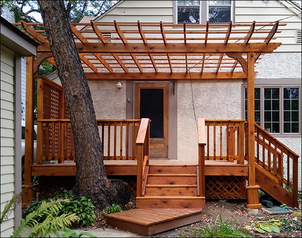 Red Cedar Wall Mount 2-Beam Pergolas