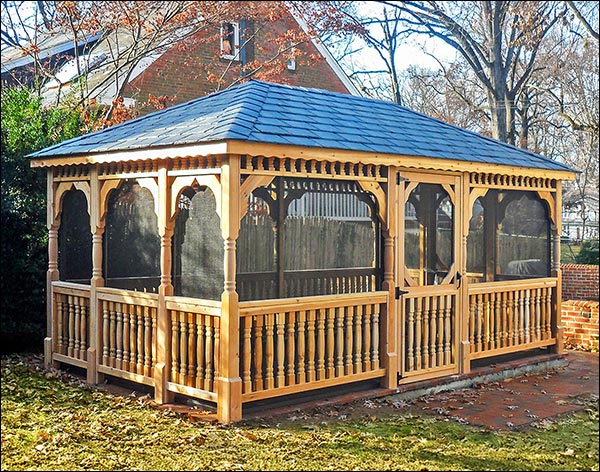 Red Cedar Single Roof Rectangle Gazebos