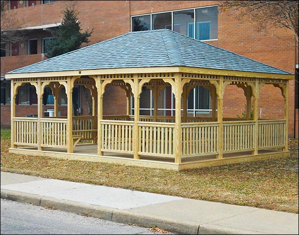 Treated Pine Single Roof Rectangle Gazebos