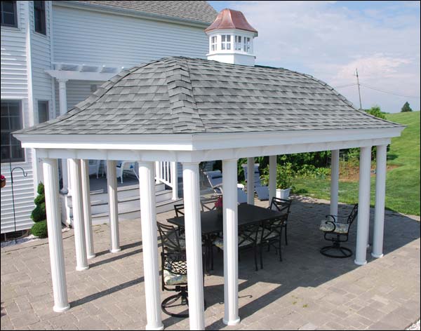 Vinyl Belle Roof Elongated Hexagon Gazebos