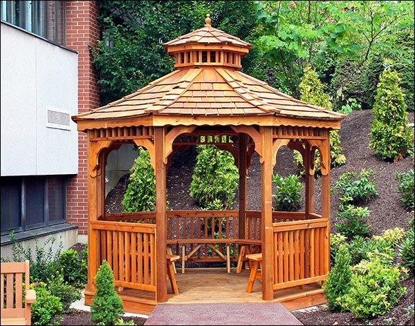 Red Cedar Single Roof Octagon Gazebos