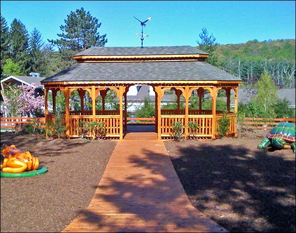 Red Cedar Double Roof Oval Gazebos