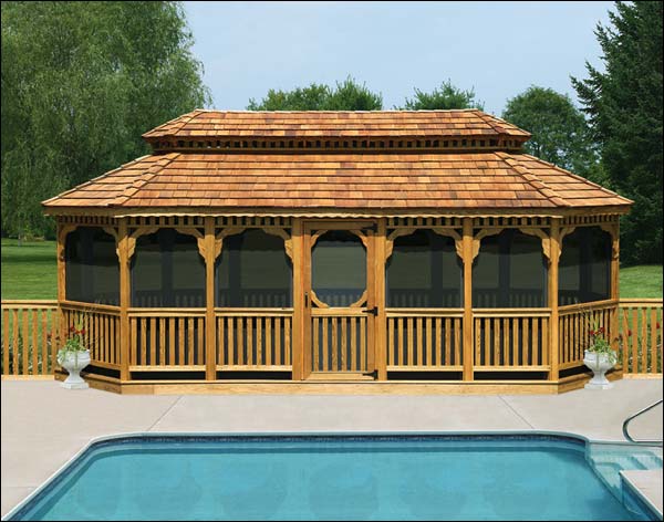 Treated Pine Double Roof Oval Gazebos