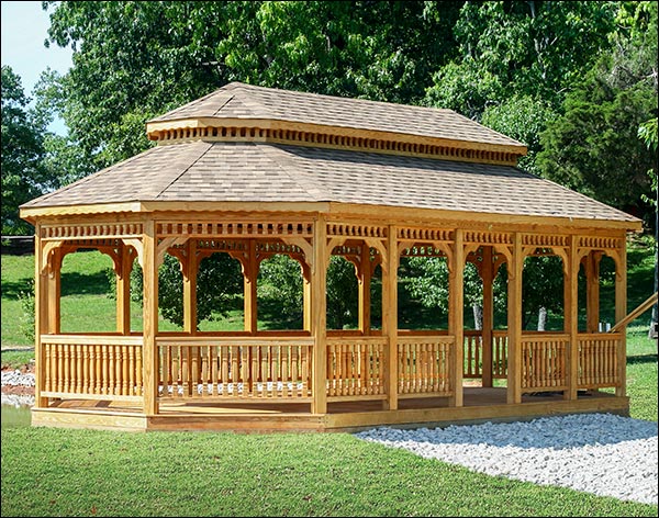 Treated Pine Double Roof Oval Gazebos