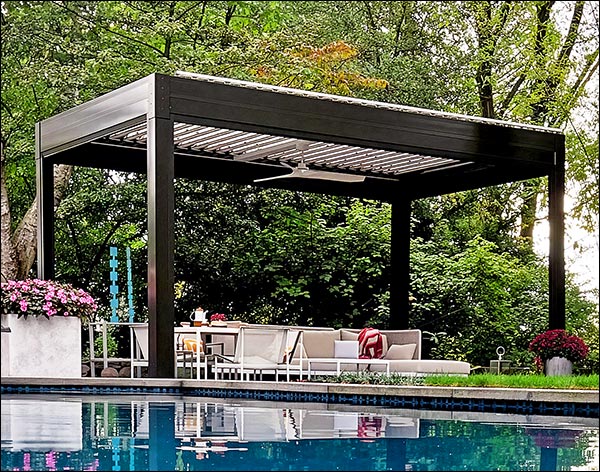 Aluminum Motorized Free-Standing Louvered Pergola