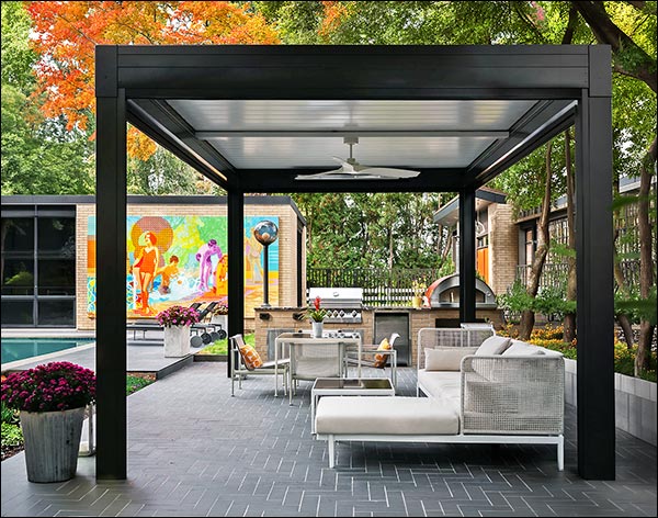 Aluminum Motorized Free-Standing Louvered Pergola