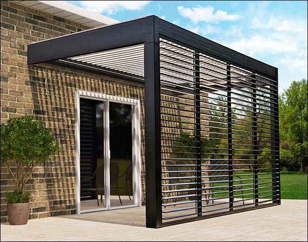 Aluminum Motorized Wall-Mounted Louvered Pergola