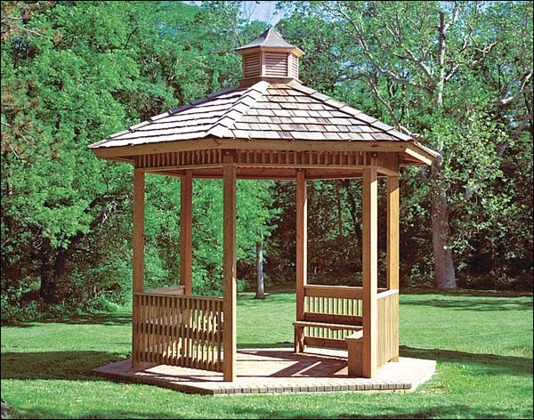 24 x 24 Laminated Wood Hexagon Orchard Pavilion