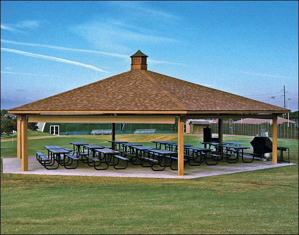 24 x 24 Laminated Wood Hexagon Orchard Pavilion