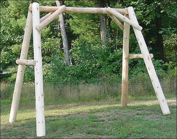 White Cedar Unstained Love Seat Swing w/ A-Frame Swing Stand