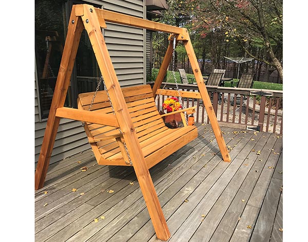 Red Cedar Royal Highback Porch Swing w/A-Frame Swing Stand