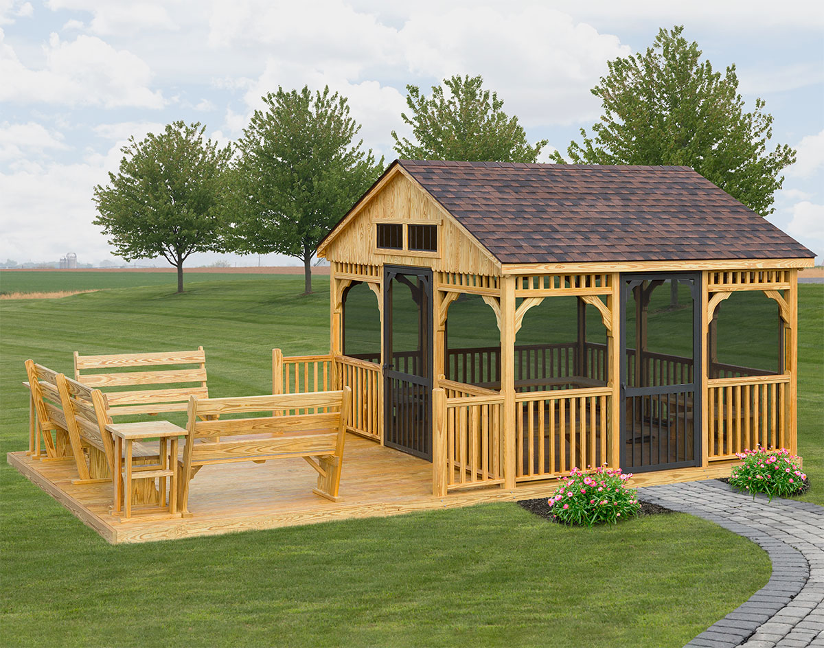Treated Pine Single Roof Rectangle with Deck Gazebos Gazebos by