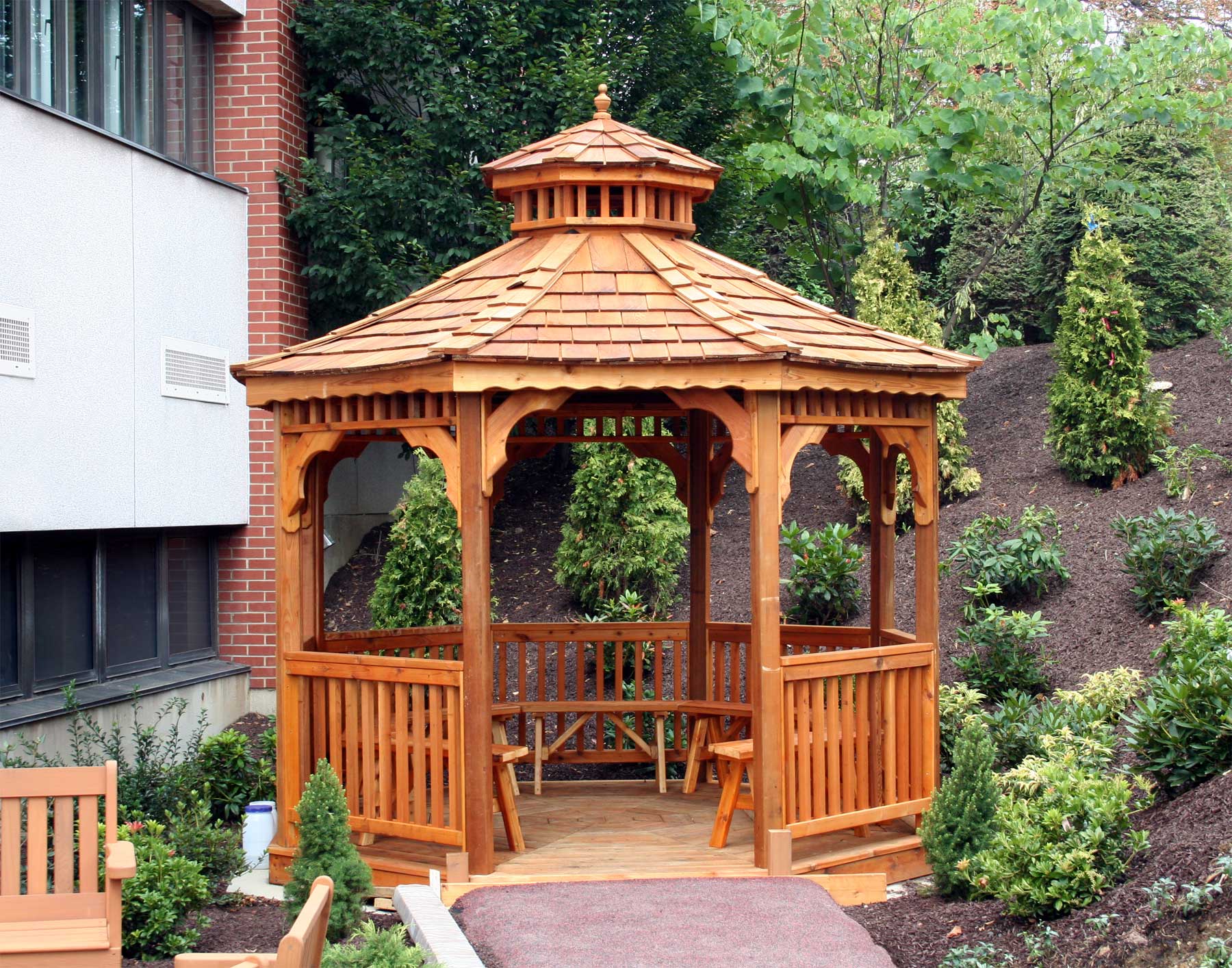 Red Cedar Single Roof Octagon Gazebos - Gazebos 1013 G