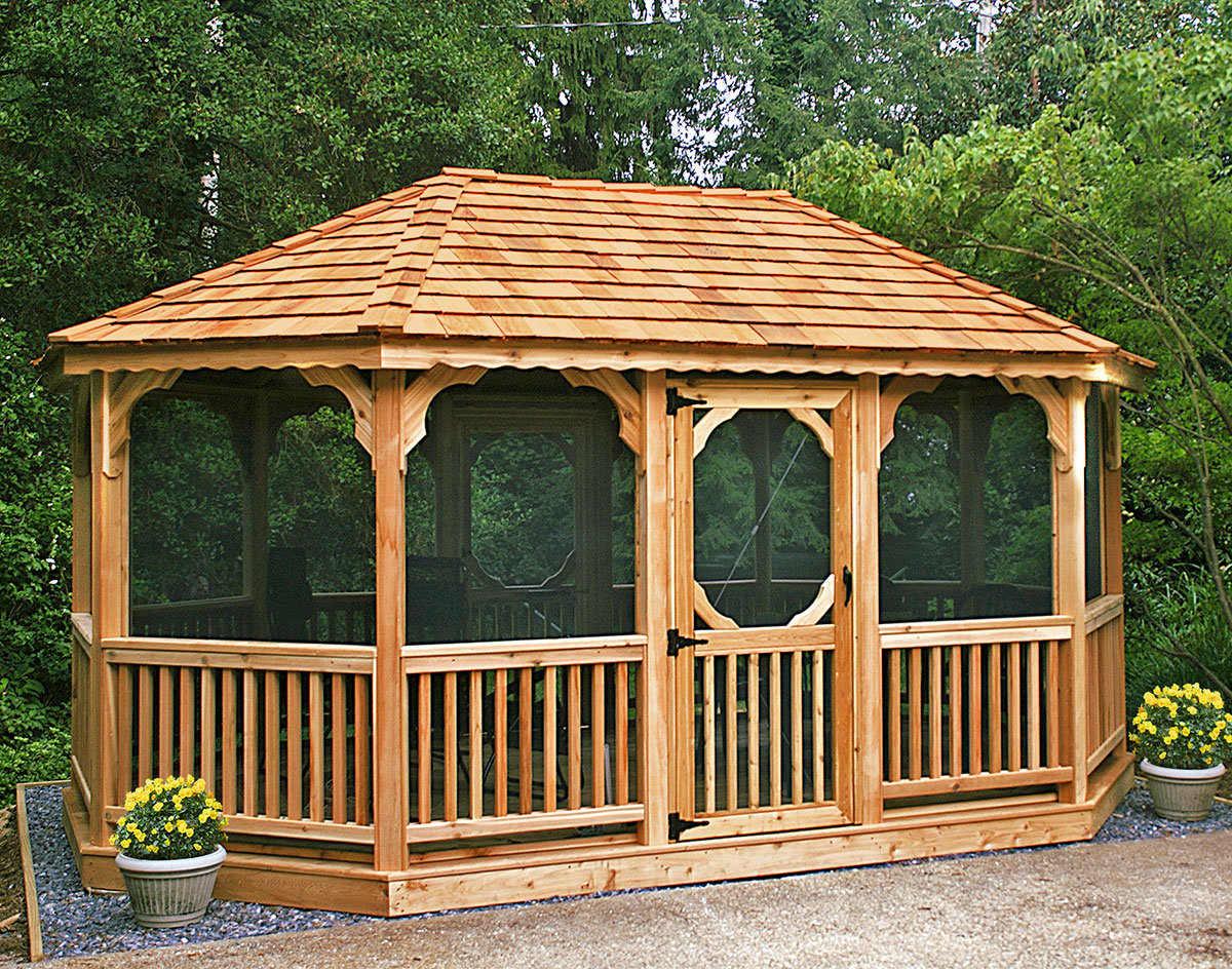 Red Cedar Single Roof 8Sided Oval Gazebos  Gazebos by 