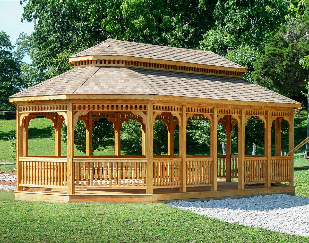 Treated Pine Double Roof 8 Sided Oval Gazebos With Standard Roof