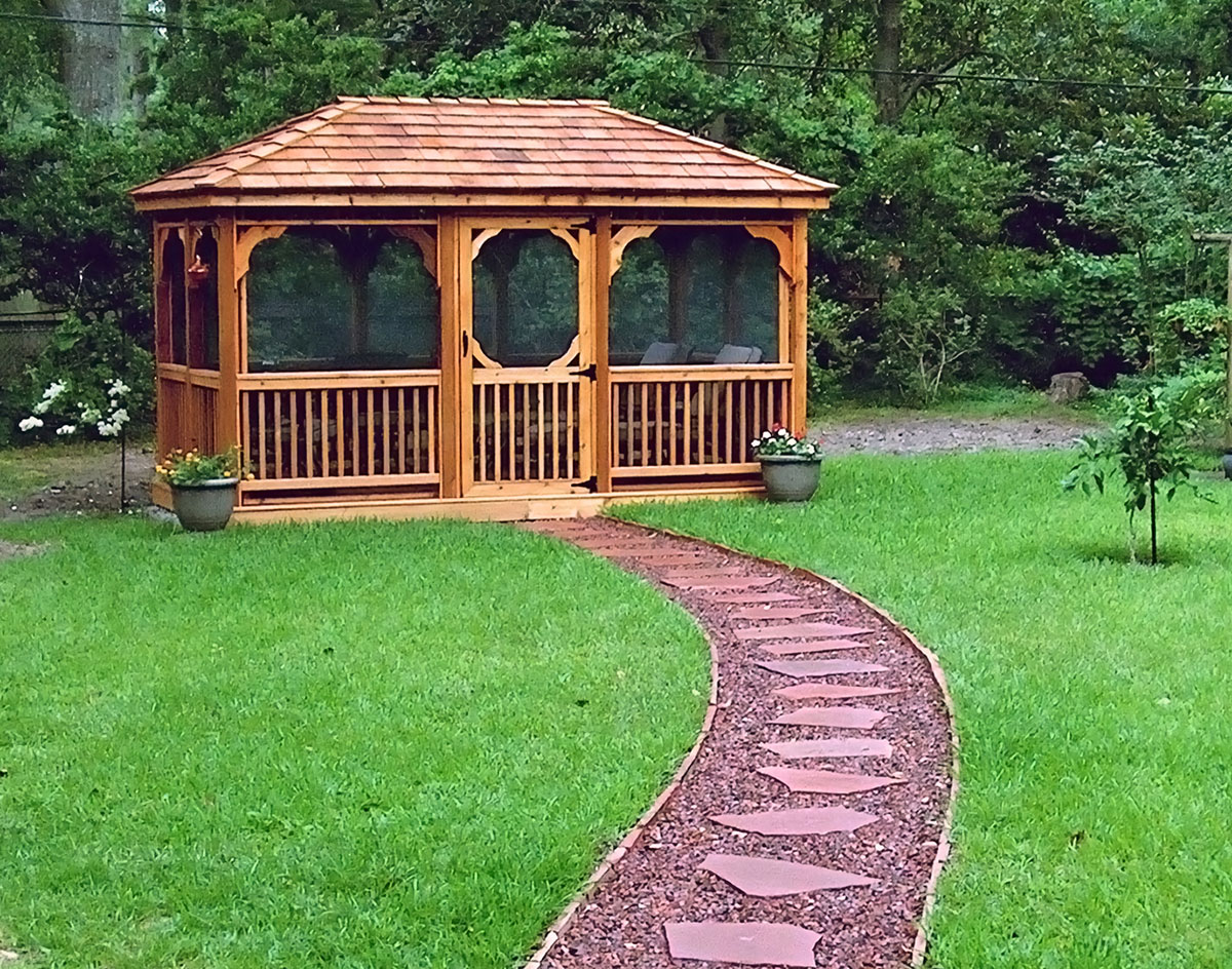 Treated Pine Single Roof Rectangle Gazebos with 2 x 2 Square Railings, Gazebos by Available Options